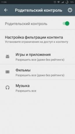 android Google Play: Rodičovská kontrola