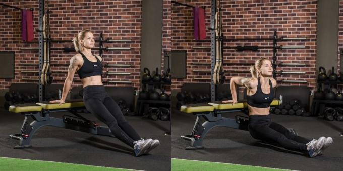 Najlepšie cvičenie pre triceps: Reverzný push-up na lavičke