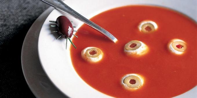 Riad pre Halloween: Paradajková polievka s očami