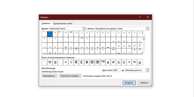 Ako zdôrazniť Word: Tabuľka znakov s prízvukom v programe Word pre Windows