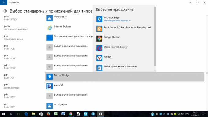 Vyhľadajte .pdf, kliknite na Microsoft Edge a vyberte iný zoznam programov