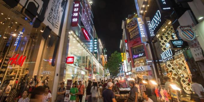 Atrakcie Južná Kórea: Myeongdong nákupné ulice