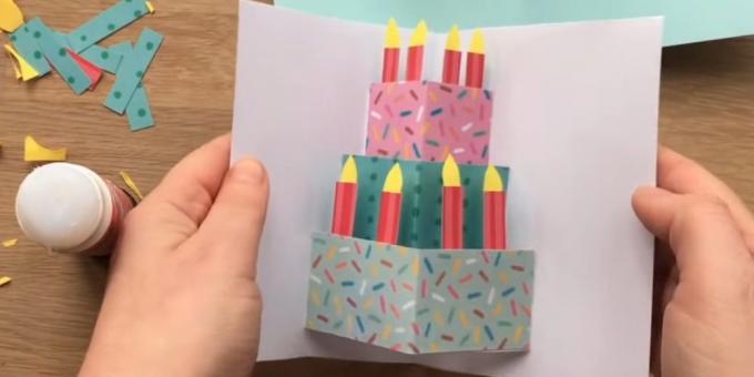 Blahoželanie k narodeninám s vlastnými rukami: strih a vložiť sviečky na torte