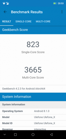 Prehľad smartphone Ulefone X: Geekbench