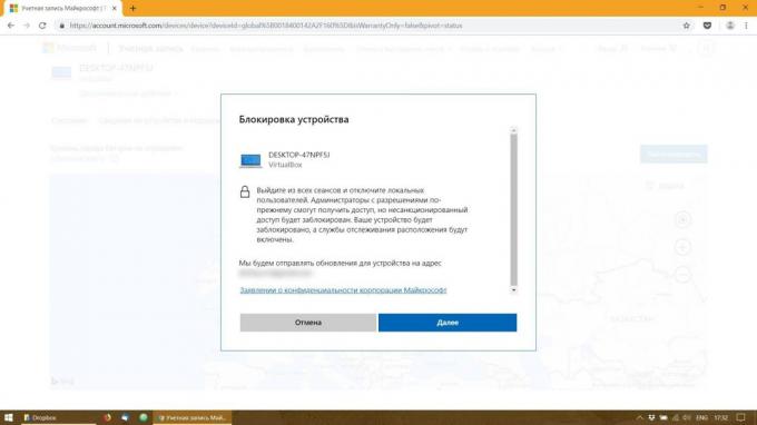 Remote lock PC s operačným systémom Windows 10: Kliknite na tlačidlo "Ďalej"