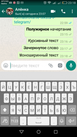 WhatsApp správy: Pevná šírka textové