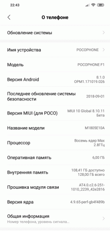 preskúma Xiaomi Pocophone F1: System Version