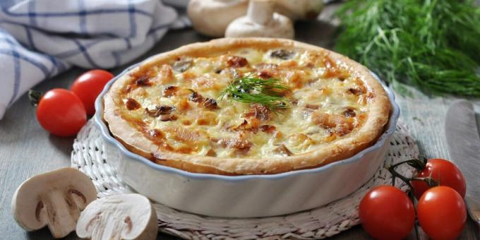 Quiche s kuracím mäsom a šampiňónmi