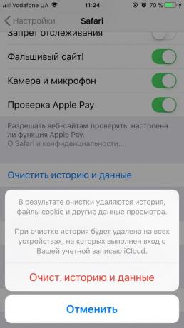 Ako vymazať cache iOS