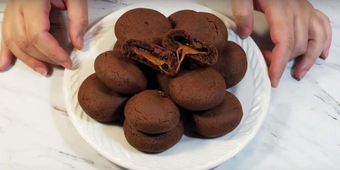 Čokoládové sušienky s karamelom