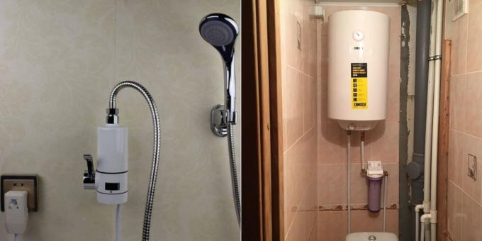 Kompaktný prietokový ohrievač na stenu kúpeľne a kotol 80 litrov, je umiestnená nad WC