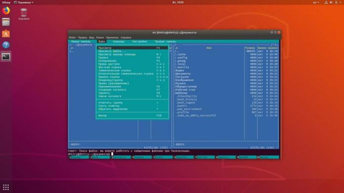 Linux Terminál umožňuje zobrazenie súborov a priečinkov