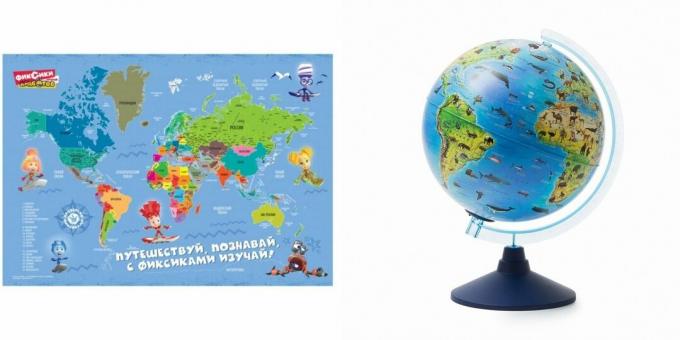 Dary pre chlapca po dobu 5 rokov v deň jeho narodenia: mapa sveta alebo glóbus
