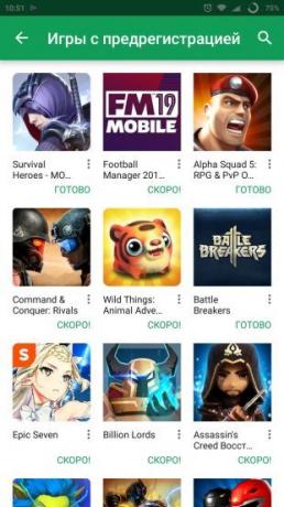 android Google Play: predregistrácie v hrách