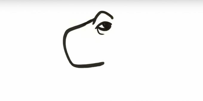Ako nakresliť dinosaura: nakreslite obočie a oko