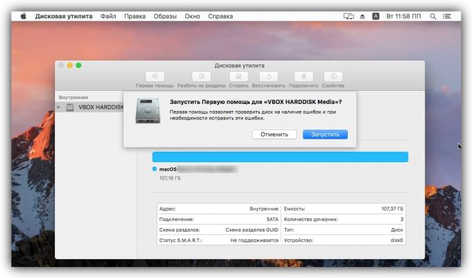 Ako zmažem súbor v MacOS: spustiť "Disk Utility"