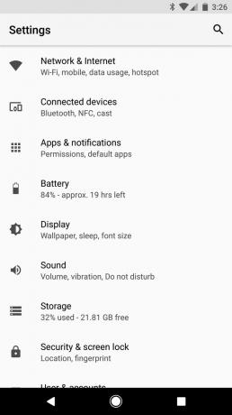 Android O: Ponuka