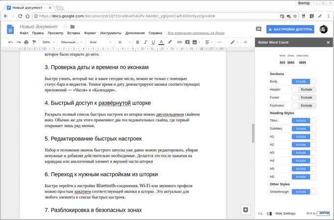 Dokumenty Google Doplnky: Better Word Count