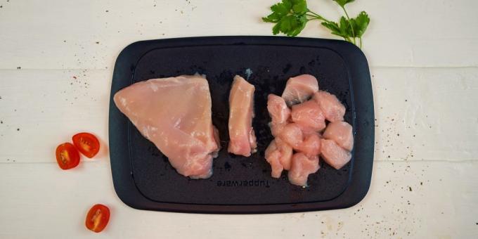 Quiche s kuracím mäsom a hubami: Vyňať kurča