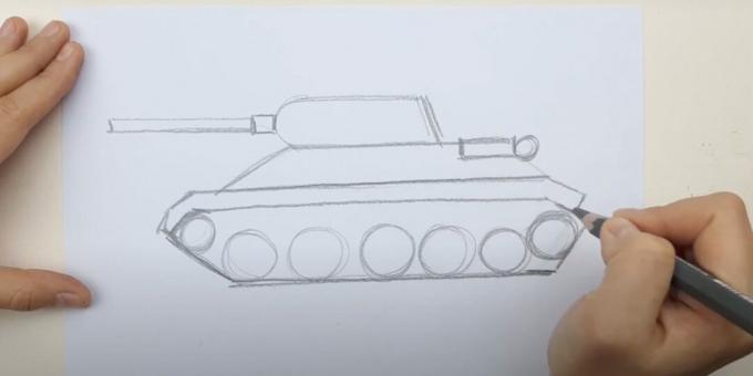 Ako nakresliť tank: nakreslite delo