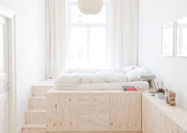Narrow spálne: úložný priestor pod posteľ