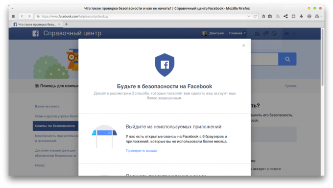 bezpečnostná kontrola Facebook