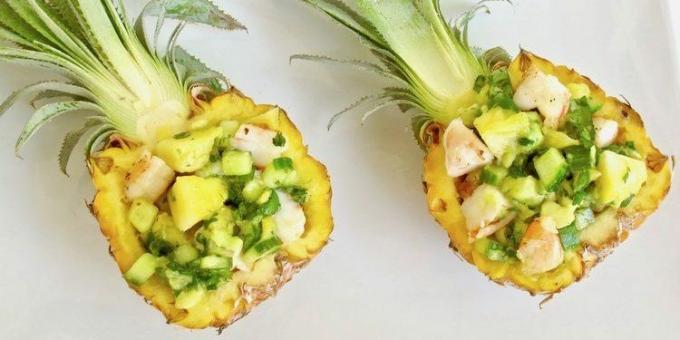 jednoduchý recept na krevetový a ananásový šalát