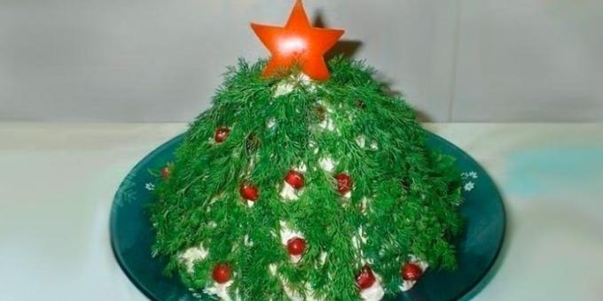 Vianočné recepty jedál: šalát so sušenými slivkami "vianočný stromček"