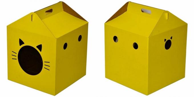 Domčeky pre mačky: vo forme škatule