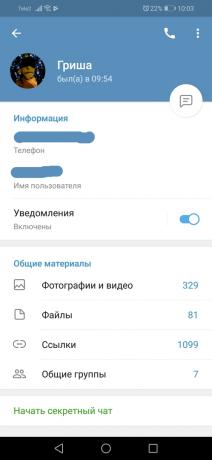 Zmeny Telegram 5.0 pre Android: User Profile