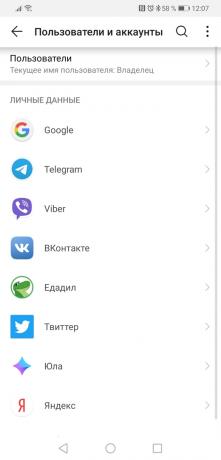 Oddiel účty v systéme Android