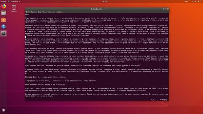  Linux Terminal umožňuje tlač textov