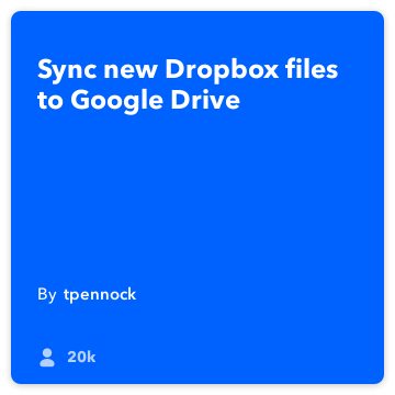 IFTTT Recept: Sync Dropbox Disk Google sa pripája k google-disk Dropbox